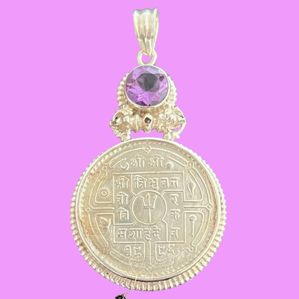 Sterling Silver Pendant with Purple Gemstone